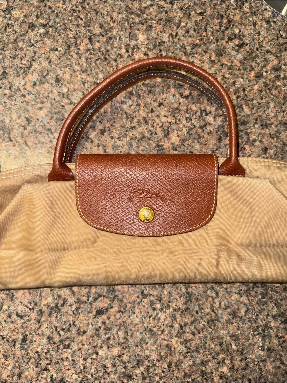 Longchamp Le Pliage Small Top Handle Bag - Beige/Tan